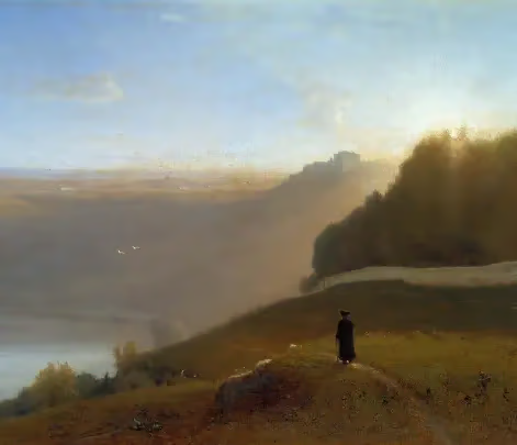 depiction of lake nemi by george inness