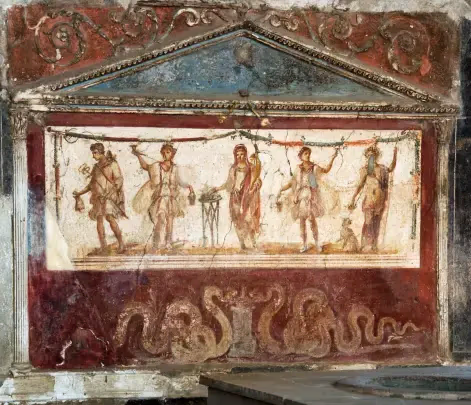 lararium in the caupona of lucius vetutius placidus in pompeii