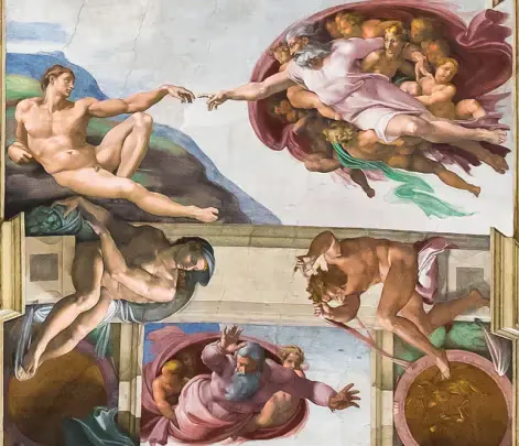 creation of adam in the sistine chapel